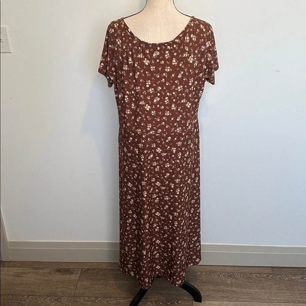 Ardene Curve Brown Floral Midi Dress Cottagecore 1X - Picture 4 of 8